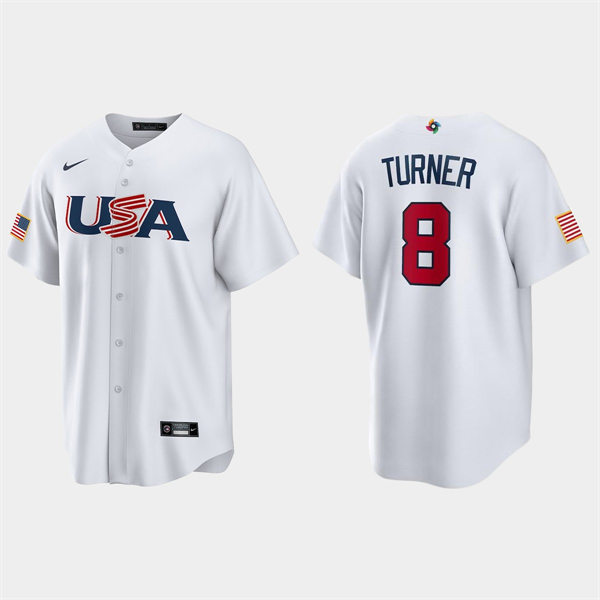 Mens Youth USA #8 Trea Turner 2023 World Baseball Classic Replica Jersey - White