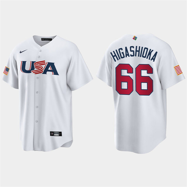 Mens Youth USA #66 Kyle Higashioka 2023 World Baseball Classic Replica Jersey - White