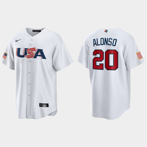 Mens Youth USA #20 Pete Alonso 2023 World Baseball Classic Replica Jersey - White