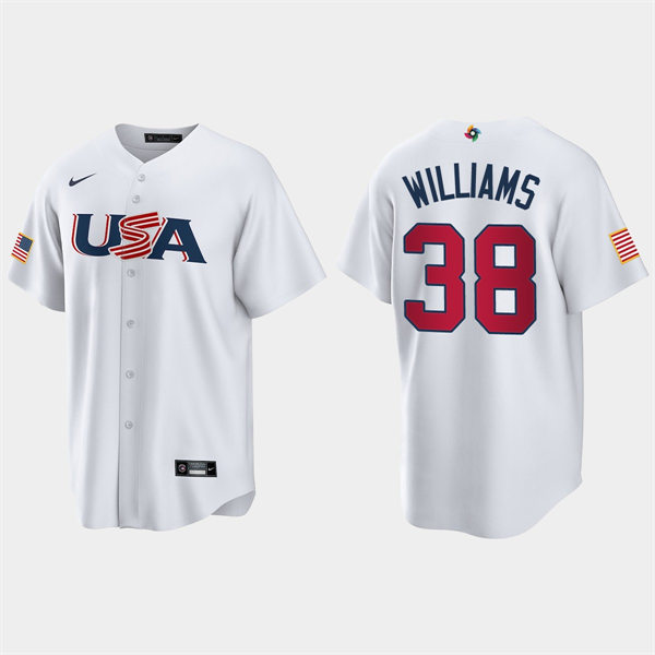 Mens Youth USA #38 Devin Williams 2023 World Baseball Classic Replica Jersey - White