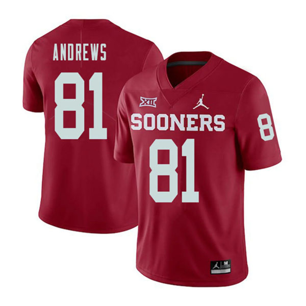 Mens Youth Oklahoma Sooners #81 Mark Andrews Crimson College Football Game Jersey