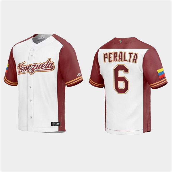 Mens Youth Venezuela #6 David Peralta Venezuela Baseball 2023 World Baseball Classic Replica Jersey - White