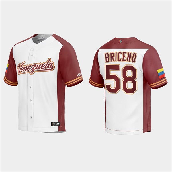 Mens Youth Venezuela #58 Endrys Briceno Venezuela Baseball 2023 World Baseball Classic Replica Jersey - White