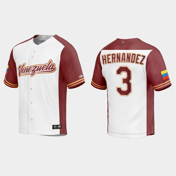 Mens Youth Venezuela #3 Elieser Hernandez Venezuela Baseball 2023 World Baseball Classic Replica Jersey - White