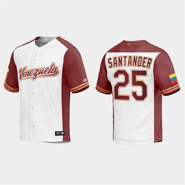 Mens Youth Venezuela #25 Anthony Santander Venezuela Baseball 2023 World Baseball Classic Replica Jersey - White