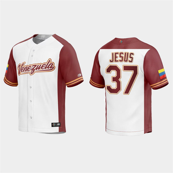 Mens Youth Venezuela #37 Enmanuel De Jesus Venezuela Baseball 2023 World Baseball Classic Replica Jersey - White