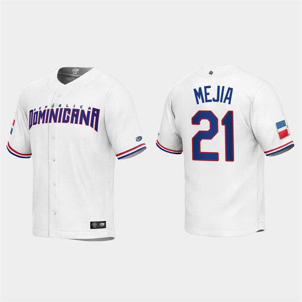 Mens Youth Dominican Republic #21 Francisco Mejia 2023 World Baseball Classic Replica Jersey - White