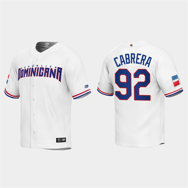 Mens Youth Dominican Republic #92 Genesis Cabrera 2023 World Baseball Classic Replica Jersey - White