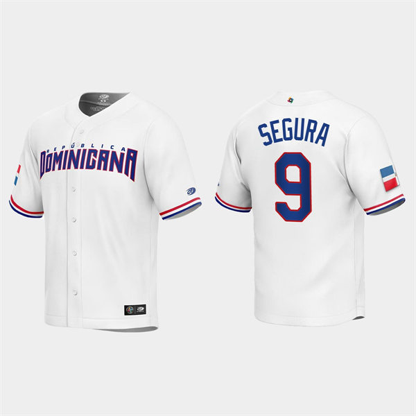 Mens Youth Dominican Republic #9 Jean Segura 2023 World Baseball Classic Replica Jersey - White