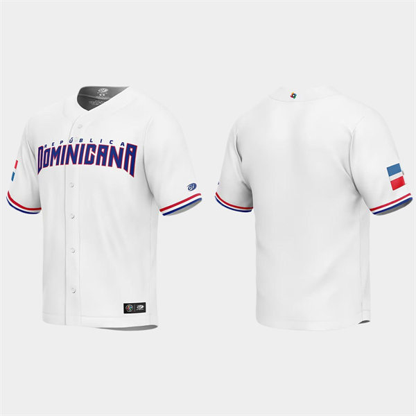 Mens Youth Dominican Republic Blank 2023 World Baseball Classic Jersey - White