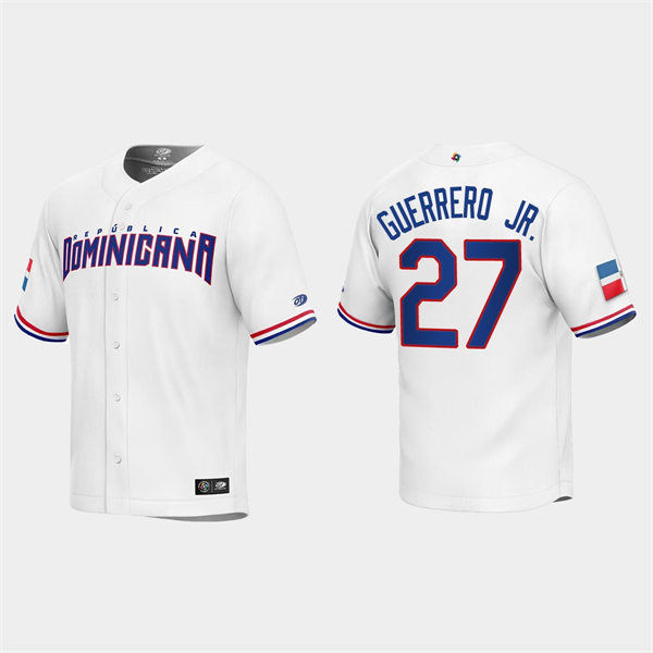 Mens Youth Dominican Republic #27 Vladimir Guerrero Jr. 2023 World Baseball Classic Replica Jersey - White