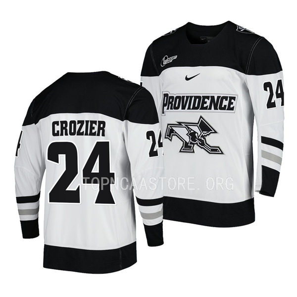Mens Youth Providence Friars #24 Max Crozier Nike White College Hockey Game Jersey