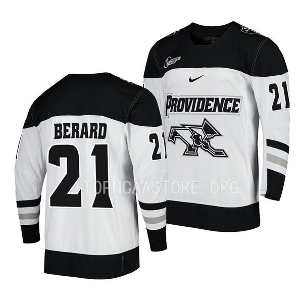 Mens Youth Providence Friars #21 Brett Berard Nike White College Hockey Game Jersey