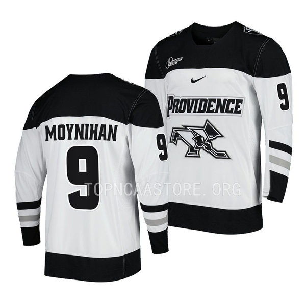 Mens Youth Providence Friars #9 Patrick Moynihan Nike White College Hockey Game Jersey
