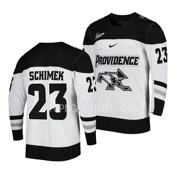 Mens Youth Providence Friars #23 Bennett Schimek Nike White College Hockey Game Jersey