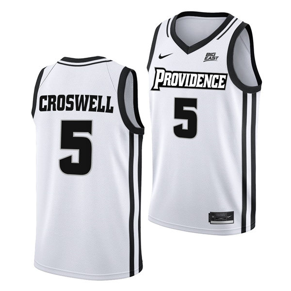 Mens Youth Providence Friars #5 Ed Croswell Nike 2023 White College Basketball Game Jersey