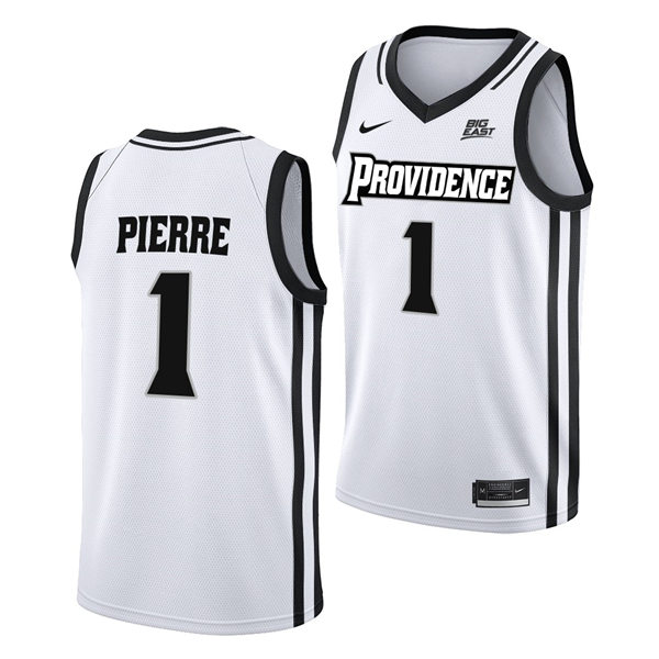 Mens Youth Providence Friars #1 Jayden Pierre Nike 2023 White College Basketball Game Jersey