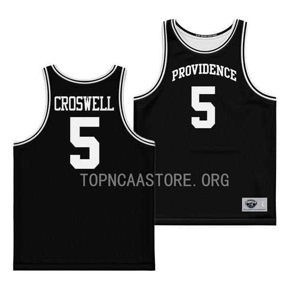 Mens Youth Providence Friars #5 Ed Croswell Nike 2023 Black College Basketball Game Jersey(2)