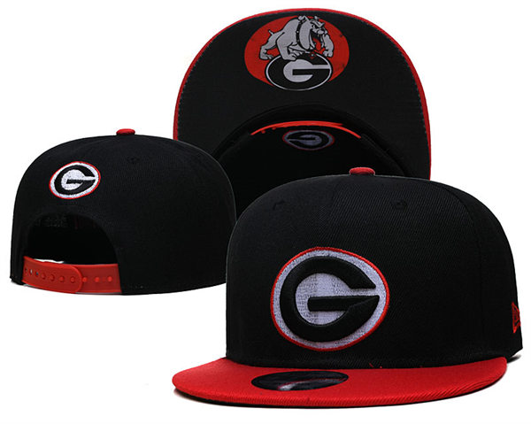Georgia Bulldogs Embroidered Black Red Snapback Caps GS23224 (2)