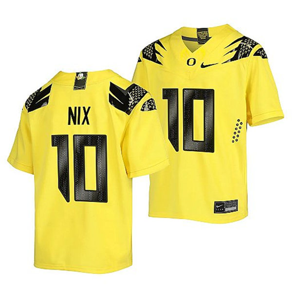 Mens Youth Oregon Ducks #10 Bo Nix Nike Yellow College Football Game Jersey