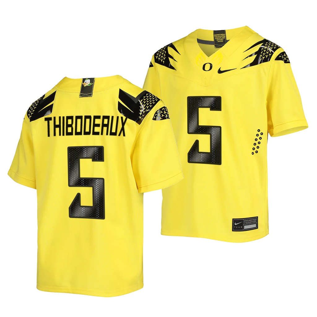 Mens Youth Oregon Ducks ##5 Kayvon Thibodeaux Nike Yellow College Football Game Jersey