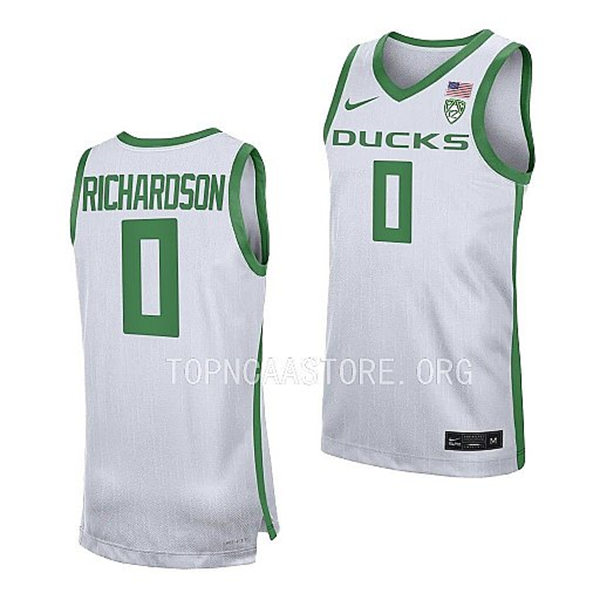 Mens Youth Oregon Ducks #0 Will Richardson Nike White College Basketball Game Jersey