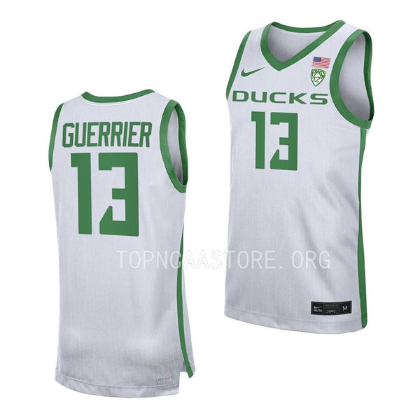 Mens Youth Oregon Ducks #13 Quincy Guerrier Nike White College Basketball Game Jersey