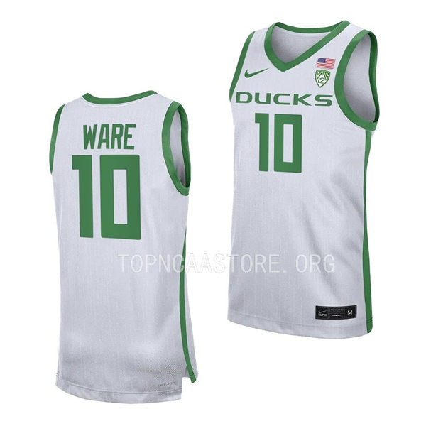Mens Youth Oregon Ducks #10 Kel'el Ware Nike White College Basketball Game Jersey