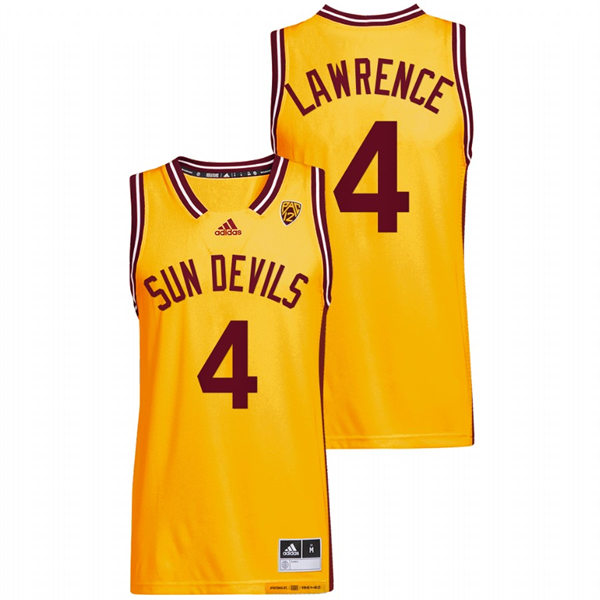 Mens Youth Arizona State Sun Devils #4 Kimani Lawrence Nike 2022 Gold Reverse College Basketball Retro Jersey