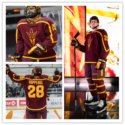 Mens Youth Arizona State Sun Devils Custom adidas 2023 Maroon College Hockey Game Jersey
