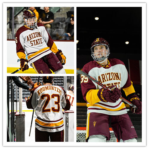 Mens Youth Arizona State Sun Devils Custom adidas White Throwback Alternate Hockey Jersey