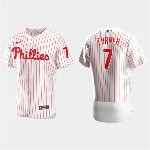 Mens  Philadelphia Phillies #7 Trea Turner Nike White Home Flexbase Jersey