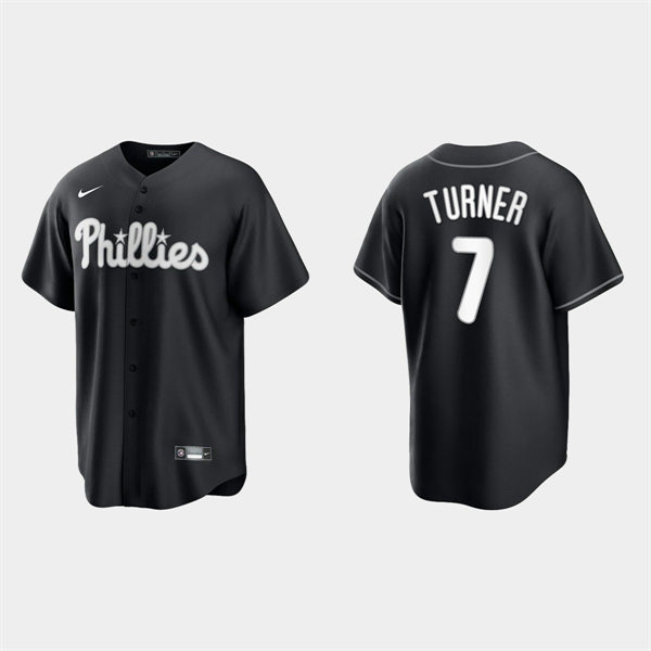 Mens  Philadelphia Phillies #7 Trea Turner Nike 2021 Black Fashion Jersey