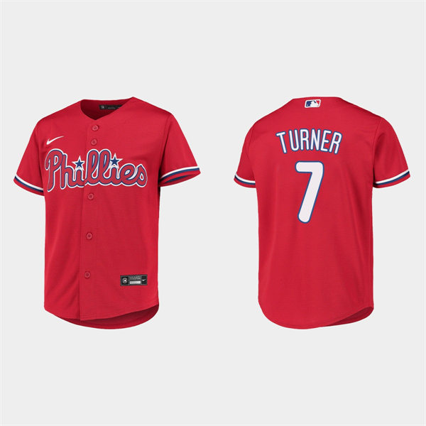 Youth Philadelphia Phillies #7 Trea Turner Nike Red Alternate Cool Base Jersey