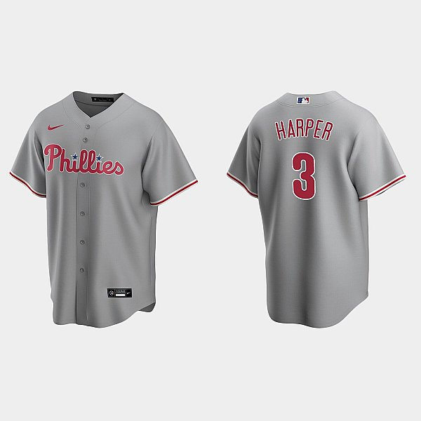 Youth Philadelphia Phillies #3 Bryce Harper Nike Gray Road Cool Base Jersey