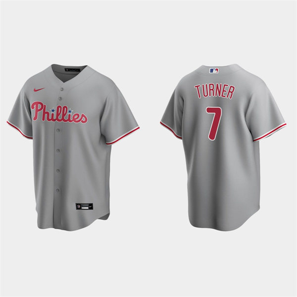 Youth Philadelphia Phillies #7 Trea Turner Nike Gray Road Cool Base Jersey