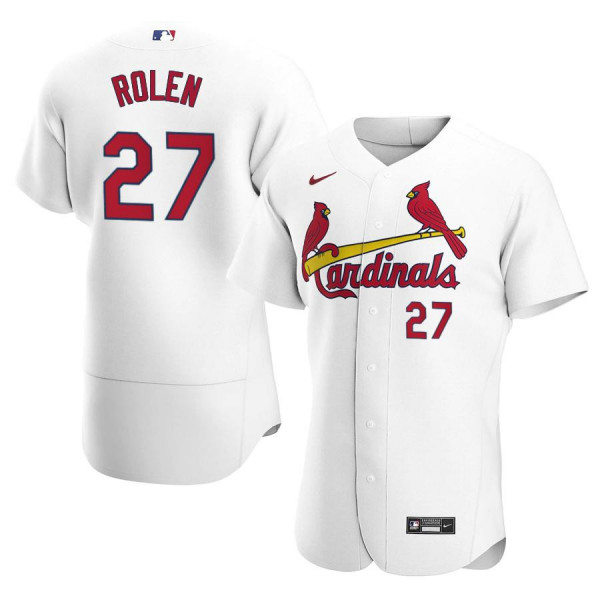 Mens St. Louis Cardinals #27 Scott Rolen Nike White Home FlexBase Jersey