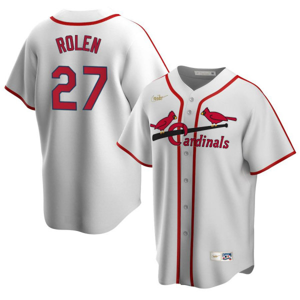 Mens St. Louis Cardinals #27 Scott Rolen Nike White Cooperstown Collection Jersey