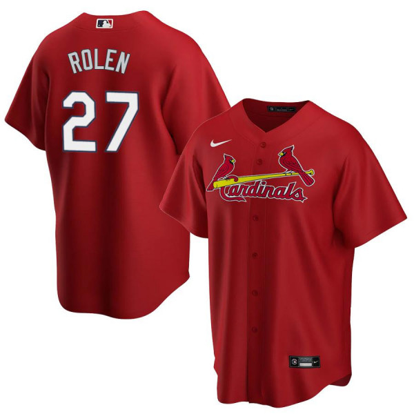 Mens St. Louis Cardinals #27 Scott Rolen Nike Scarlet Alternate CoolBase Jersey