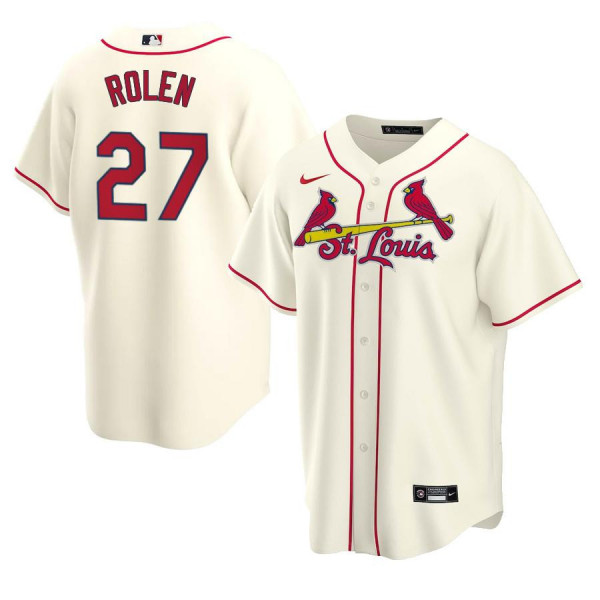 Mens St. Louis Cardinals #27 Scott Rolen Nike Cream Alternate CoolBase Jersey