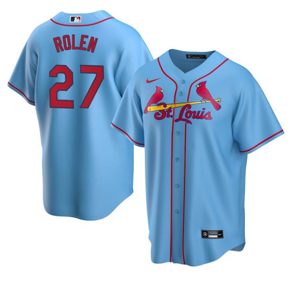 Mens St. Louis Cardinals #27 Scott Rolen Nike Light Blue Alternate CoolBase Jersey