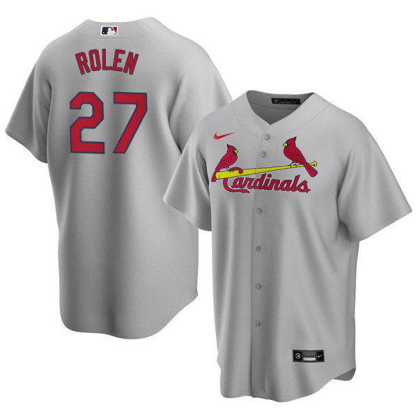 Mens St. Louis Cardinals #27 Scott Rolen Nike Grey Road CoolBase Jersey