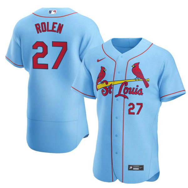 Mens St. Louis Cardinals #27 Scott Rolen Nike Light Blue Alternate FlexBase Jersey