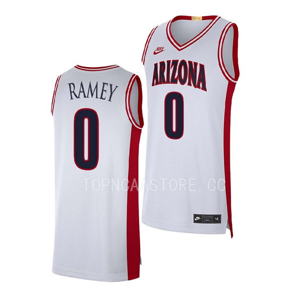 Mens Youth Arizona Wildcats #0 Courtney Ramey 2023 White Basketball Limited Retro Jersey