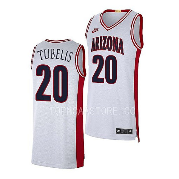 Mens Youth Arizona Wildcats #20 Tautvilas Tubelis 2023 White Basketball Limited Retro Jersey
