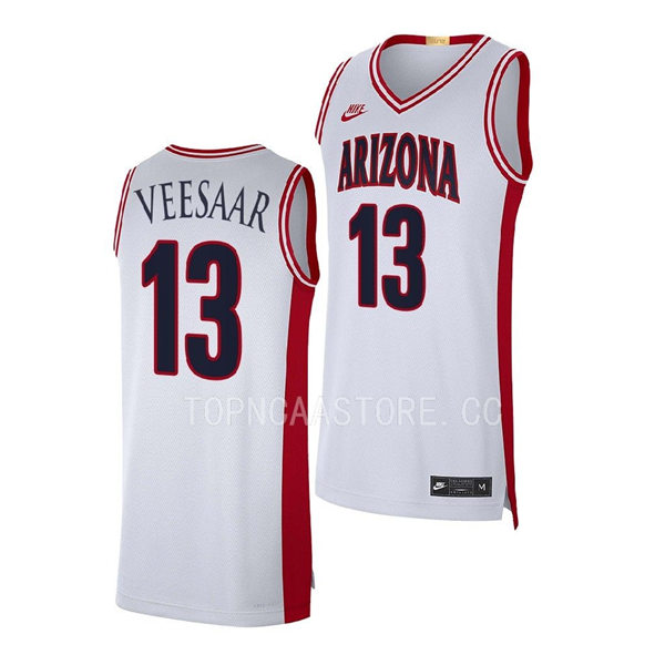 Mens Youth Arizona Wildcats #13 Henri Veesaar 2023 White Basketball Limited Retro Jersey