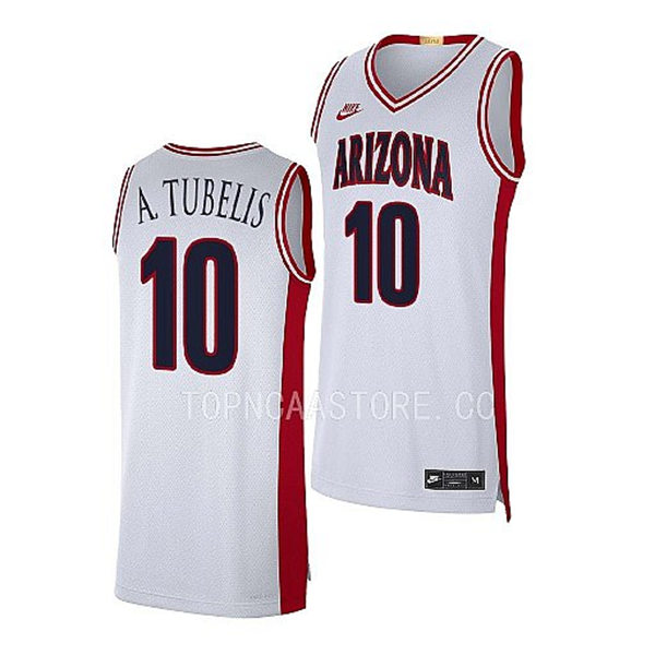 Mens Youth Arizona Wildcats #10 Azuolas Tubelis 2023 White Basketball Limited Retro Jersey