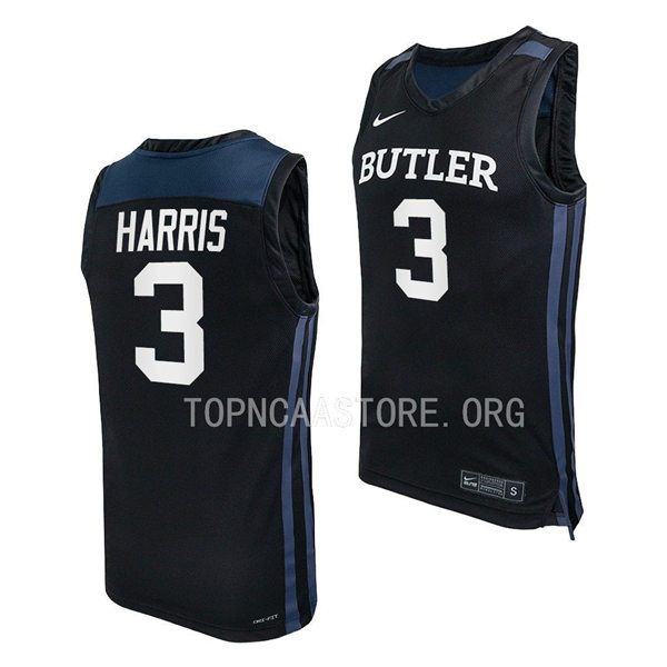 Mens Youth Butler Bulldogs #3 Chuck Harris Nike Black College Basketball Game Jersey