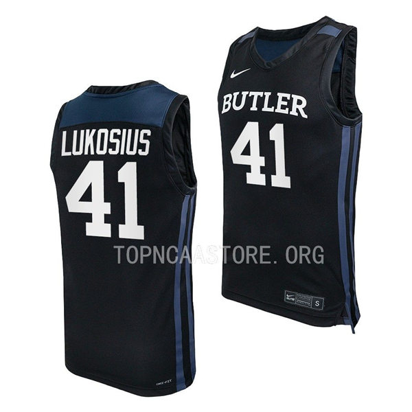 Mens Youth Butler Bulldogs #41 Simas Lukosius Nike Black College Basketball Game Jersey