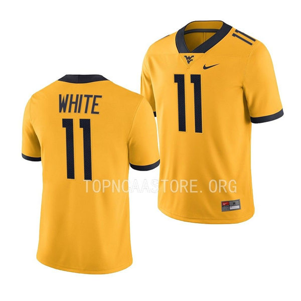 Mens Youth West Virginia Mountaineers #11 Kevin White Nike 2022 Gold College Football Game Jersey